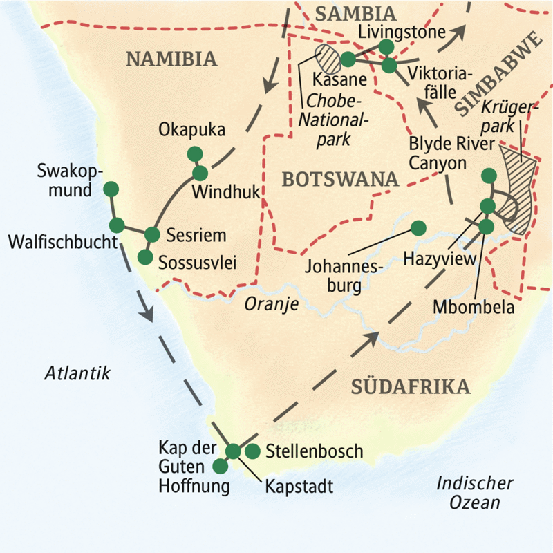 Studiosus - Südliches Afrika - Höhepunkte