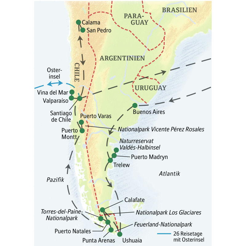 Studiosus - Argentinien – Chile - mit Atacamawüste und Osterinsel