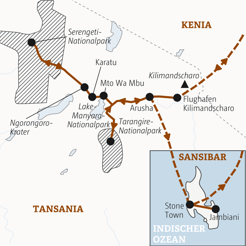 Marco Polo Reisen - Tansania mit Verlängerung Sansibar - Auf den Spuren der Big Five