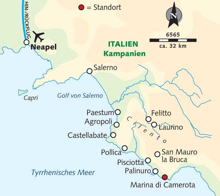 Kompass auf einer Karte zeigt auf Italien, planen eine Reise Wert