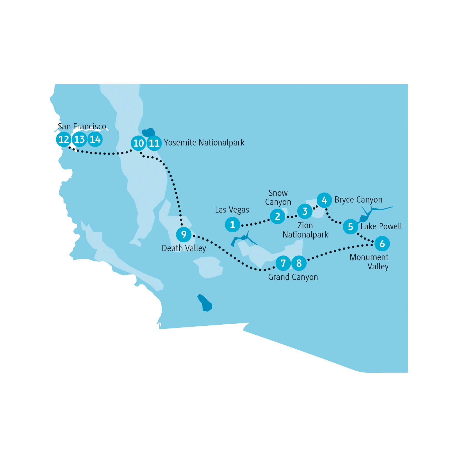  - USA South West von Las Vegas nach San Francisco 14 Tage Adventure-Trip