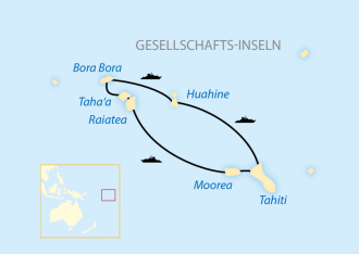  - Südsee: Indivduelle Schiffsreise Tahiti – Bora Bora Von Tahiti bis Bora Bora: Mit der MS Panorama II individuell durch die Südsee